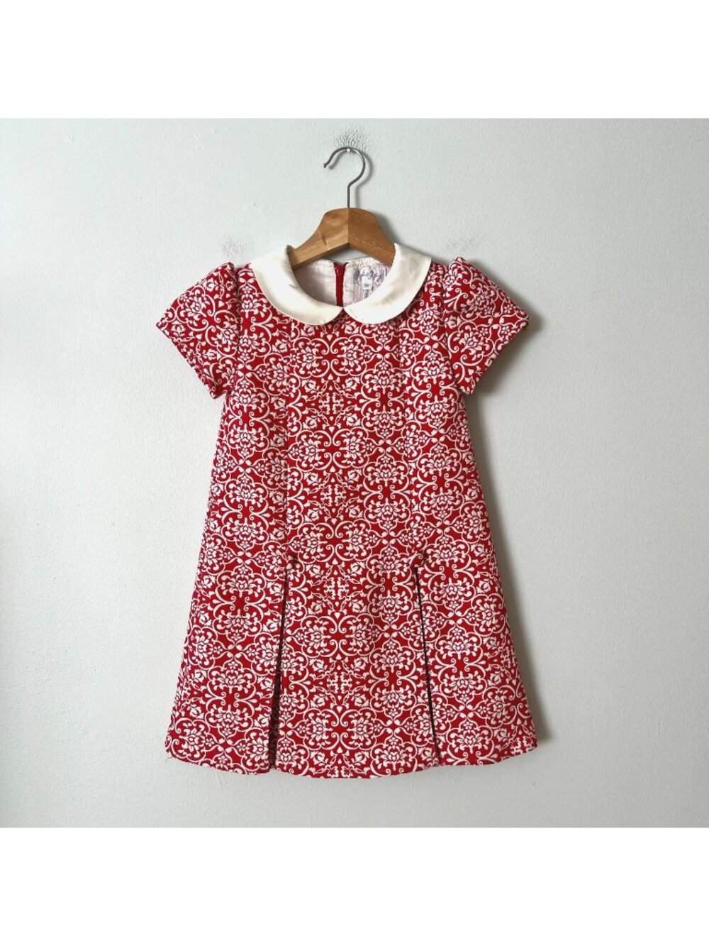 Rachel Riley Red White Print Short Sleeve Collared Dress Girl's Size 6 Years